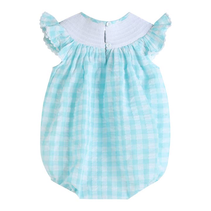 Lil Cactus - Vente Barboteuse – bébé - Barboteuse à bulles turquoises Vichy Whale pour bébé