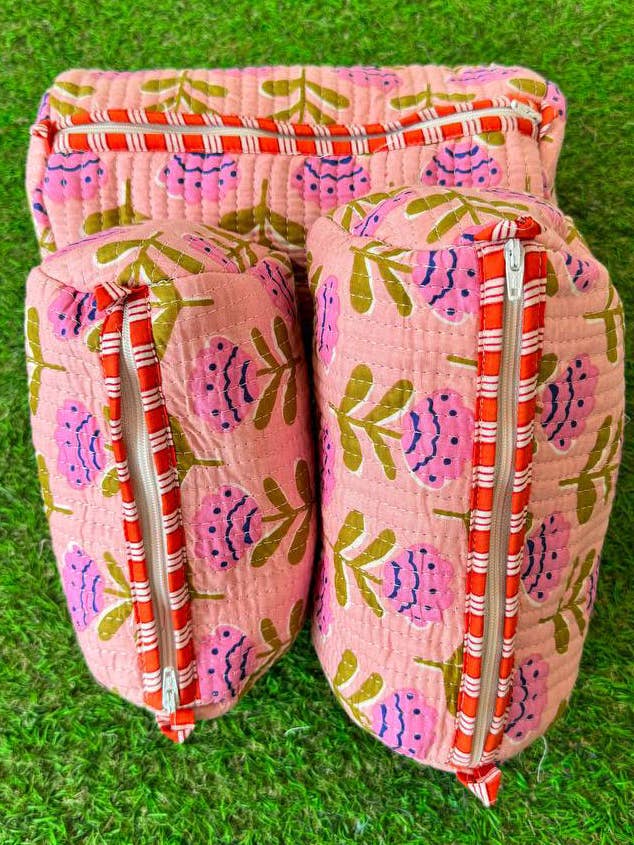 Borsa in Cotone Bohemien Ragazza Trapuntata Borsa Cosmetica Stampata a Fiori per la vendita all'ingrosso da parte di GYPSY STUDIO