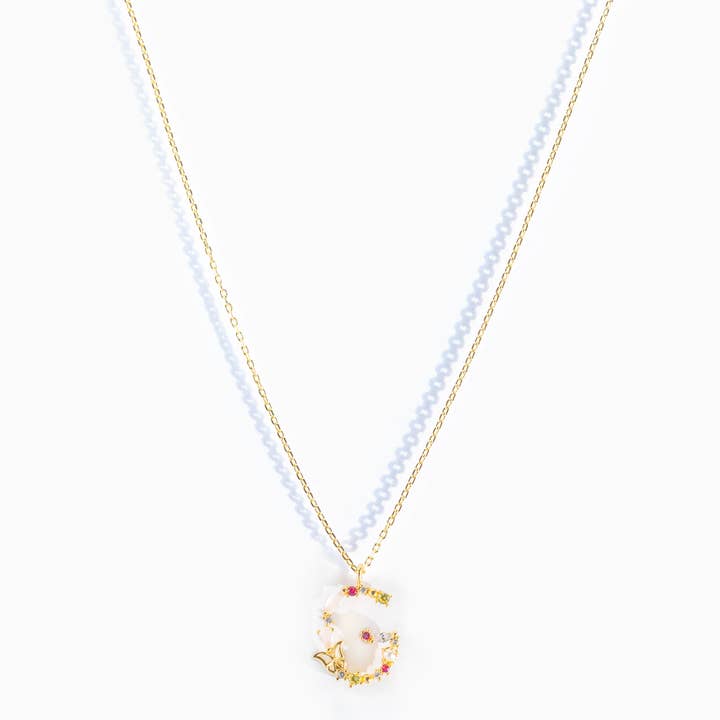 Girls Crew – wholesale Pendant/charm necklace – Flutterfly Stone Initial Necklace37