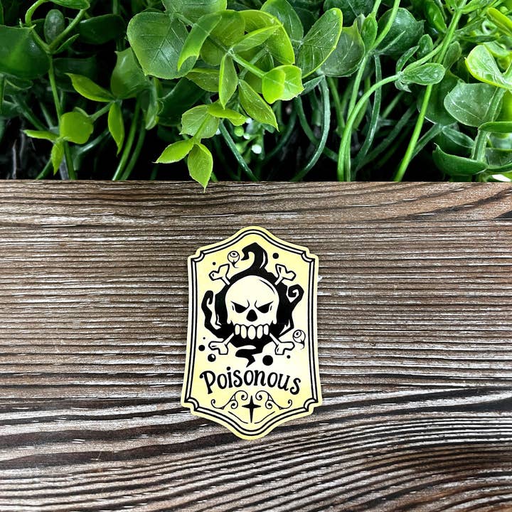 Poisonous Skull and Crossbones, Die Cut Vinyl Sticker, Boho Fun, Water Resistant, Halloween Spooky Bottle Label |Sticker or Magnet for wholesale by Handmade by Marlayna