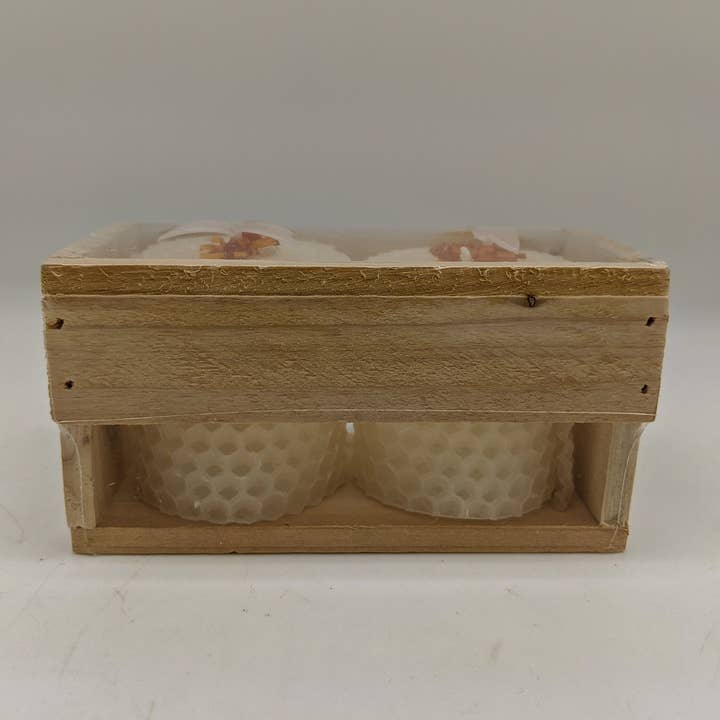 Green Pastures Wholesale - Vendita all'ingrosso Candele regalo - Cera d'api naturale - Piccole colonne 4''x 2.5'' in Bianco/Giallo2