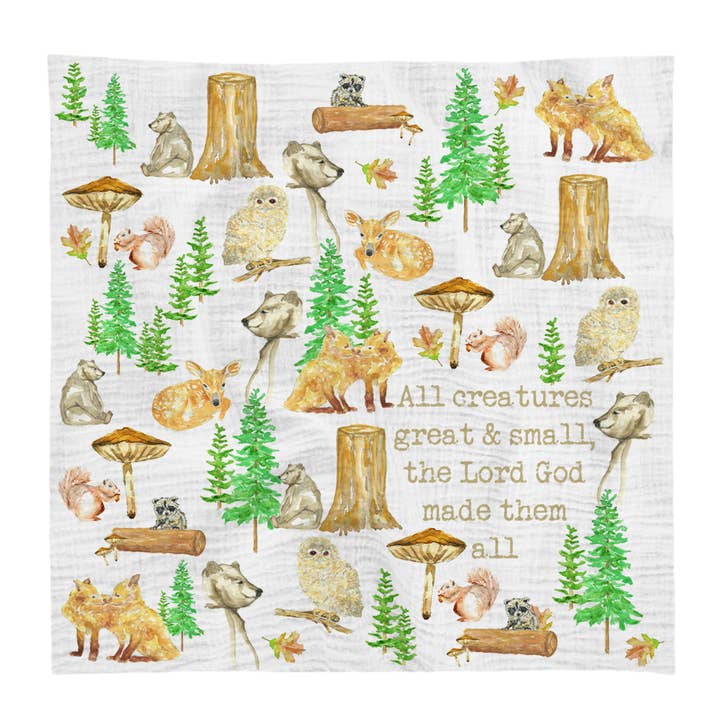 Woodland Animals Swaddle for wholesale by French Graffiti