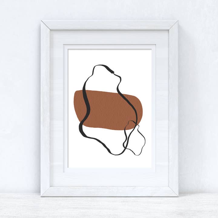 Brown & Black Abstract 3 Colour Shapes Home Wall Decor Print for wholesale by WinsterCreations™