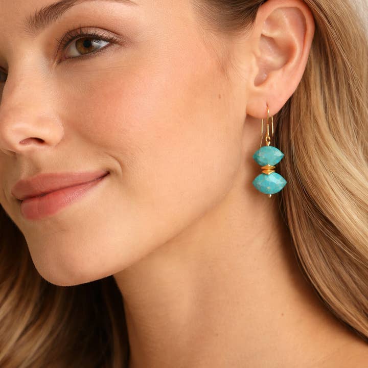 Treisi - Wholesale Dangle Earrings - Double marquis drop earrings in gold - E4943