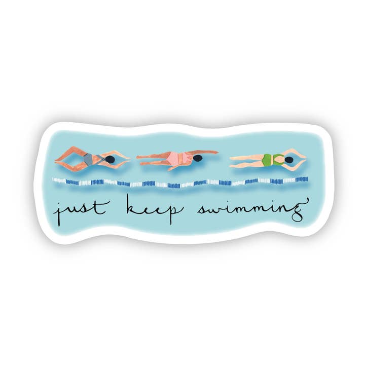 Autocollant Keep Swimming pour la vente par Mostly Cloudy Paper Co.