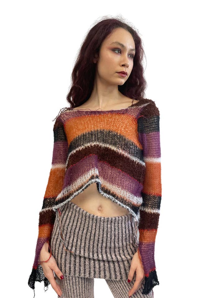 Tawny Mesh Knit Top for wholesale by Samudāy Studios