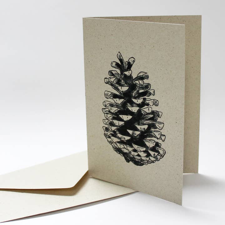 NOA Papeterie - Wholesale Everyday Greeting Card - folding card made of grass paper, cones2