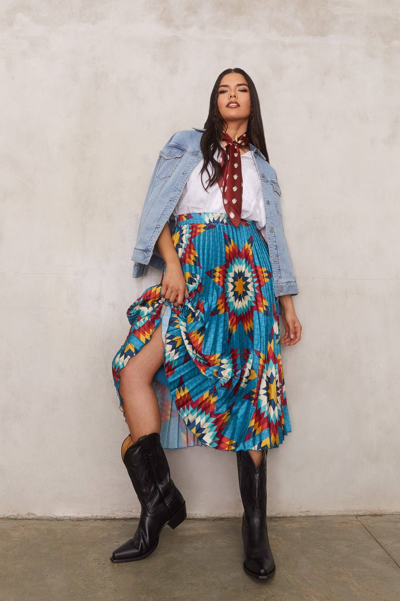 B.Yellowtail - Venta al por mayor Falda - Mujer - Falda midi plisada - Verde azulado4