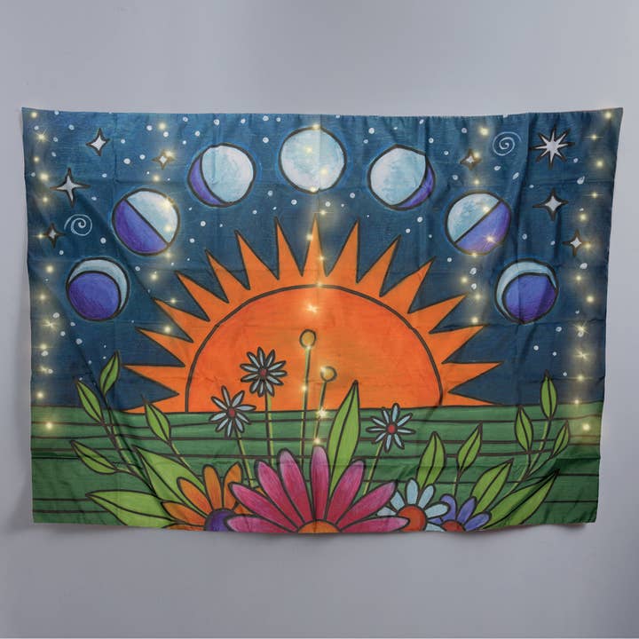 Primitives by Kathy - Wholesale Wall Sign - Moon Phases Lighted Tapestry