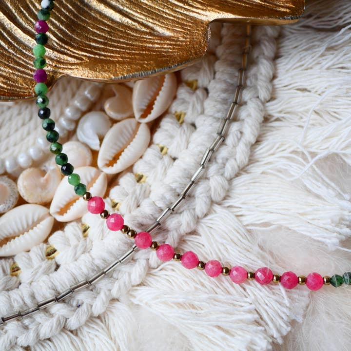 GINANDGER - Wholesale Beaded/Pearl Necklace - JAGMAG Necklace - Ruby Zoisite, Hematite, Rhodonit1