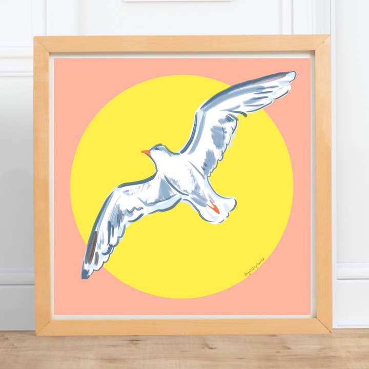 Fiskmås i solen, modern fyrkantig konst Print för wholesale av Gray Day Studio