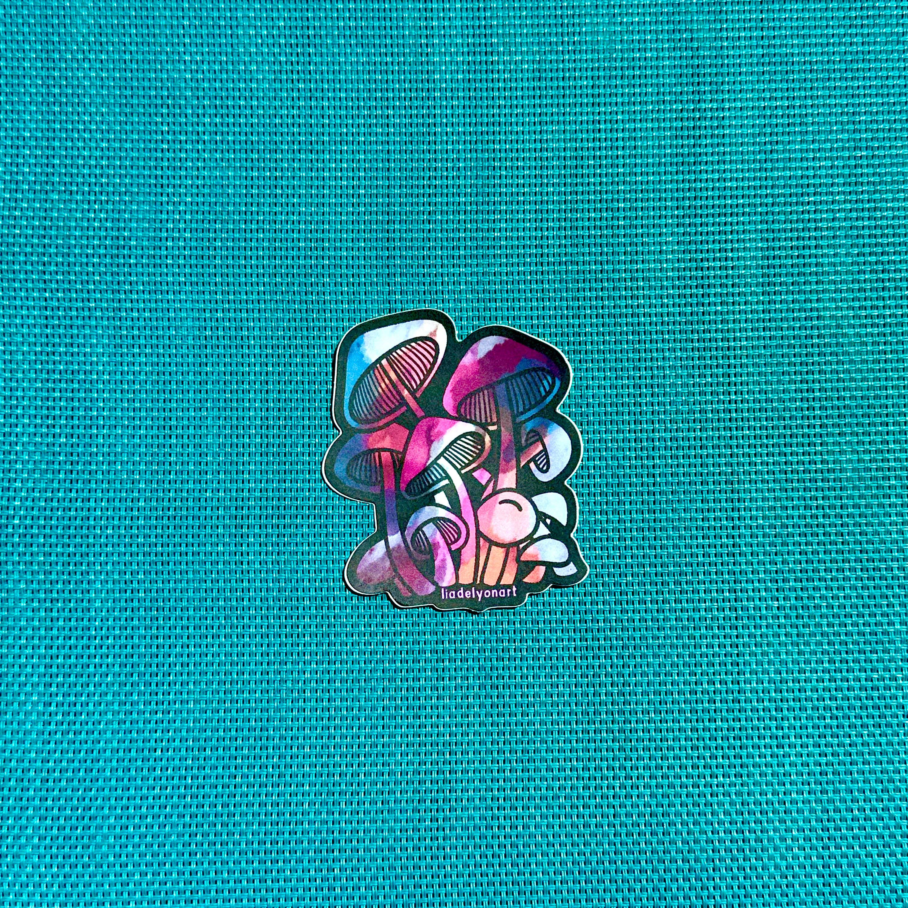 liadelyonart - Vente Autocollant - Autocollant en vinyle aquarelle en forme de champignon, 3 x 2,5 po4