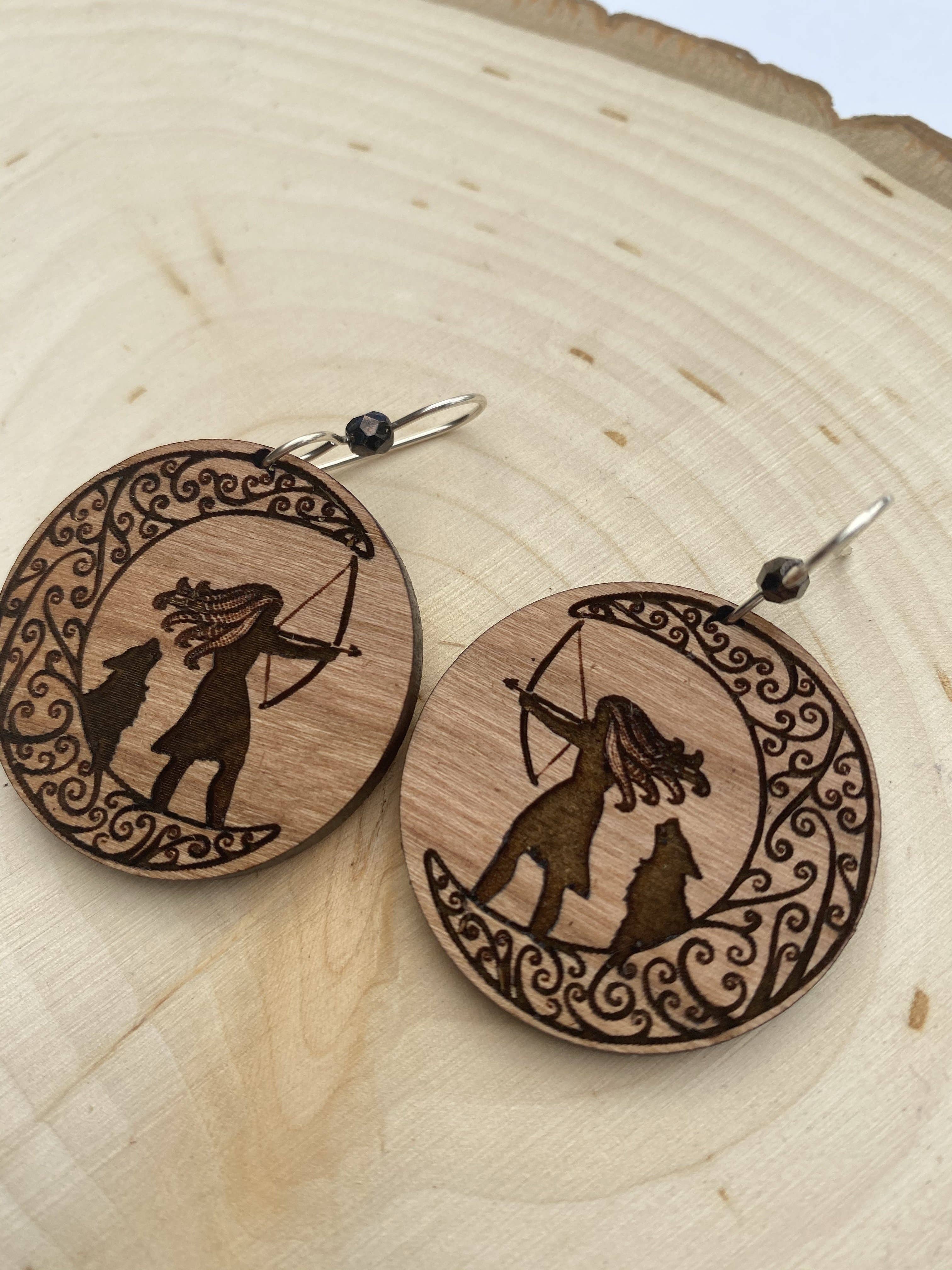 Violet Lotus - Wholesale Dangle Earrings - Yoga Jewelry | Artemis Goddess Wooden Earrings7