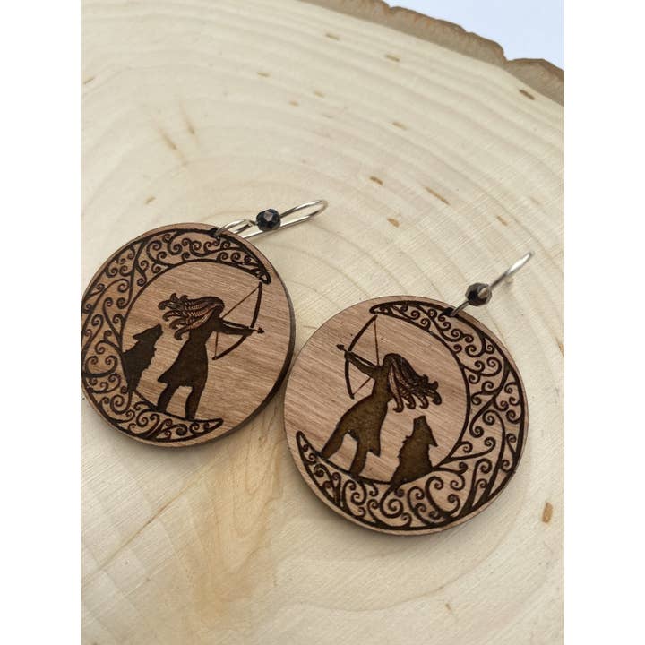 Violet Lotus - Wholesale Dangle Earrings - Yoga Jewelry | Artemis Goddess Wooden Earrings7