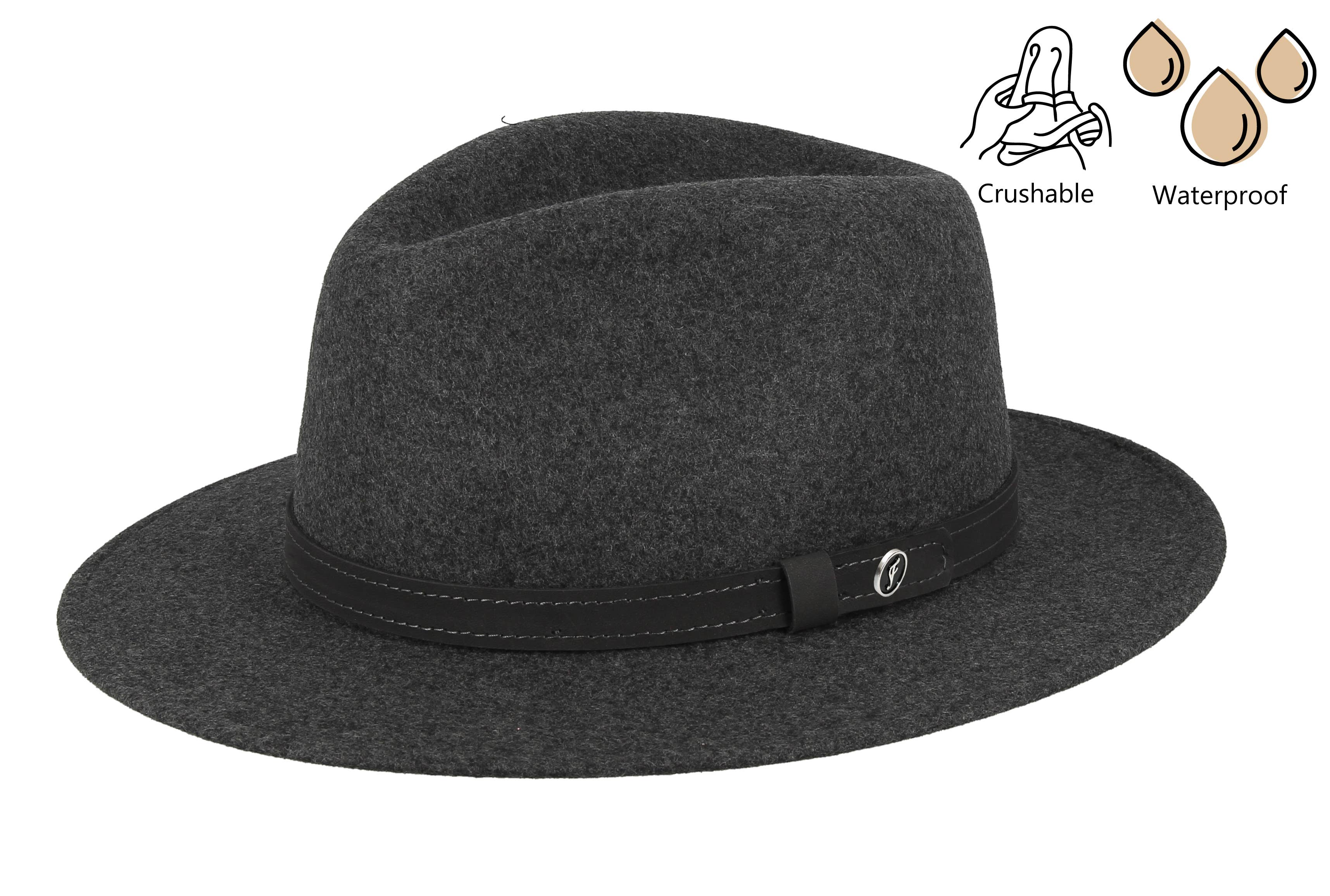 FLECHET - Wholesale Fedora - Unisex - WATERPROOF CRUSHABLE WOOL FELT HAT - FLHH713