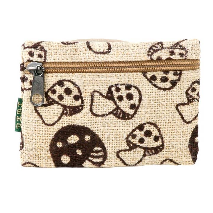 Hemp Mushroom Coin Purse for wholesale by Foot Path Trading Co