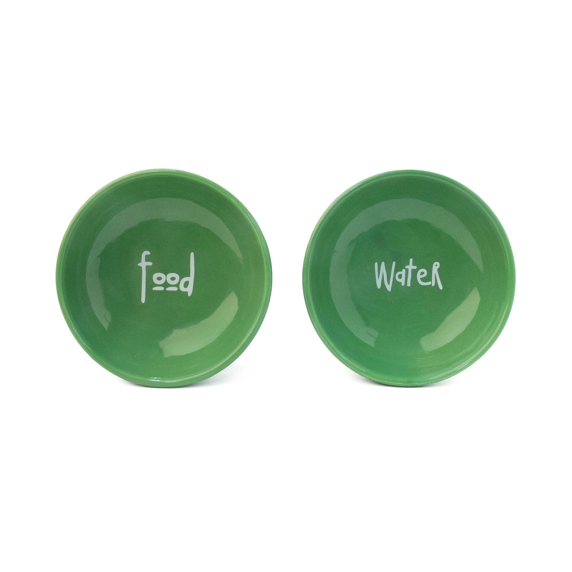 Helio Ferretti - Wholesale Pet Bowl - Cat/Dog - RAISED GREEN CAT FEEDER - HAND PAINTED HF2