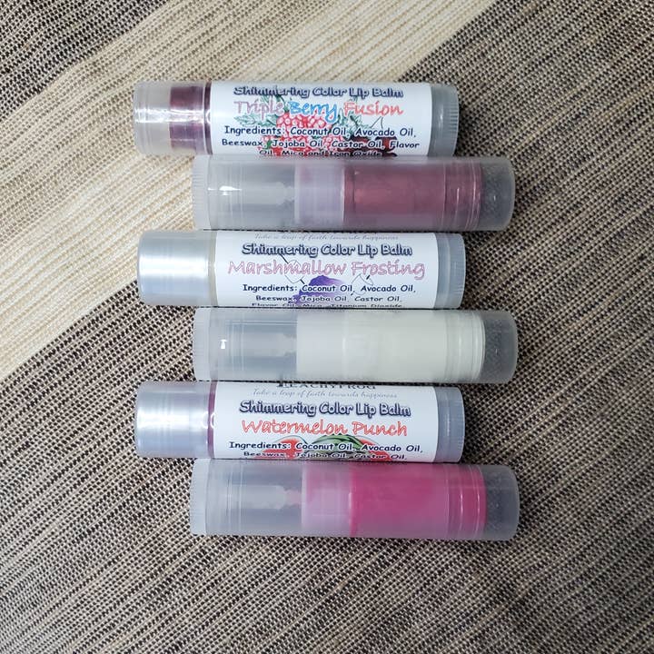 Peachyfrog - Wholesale Lip Balm - Lip Balm Shimmering Color STARTER BOX | Display & 12 Balms2