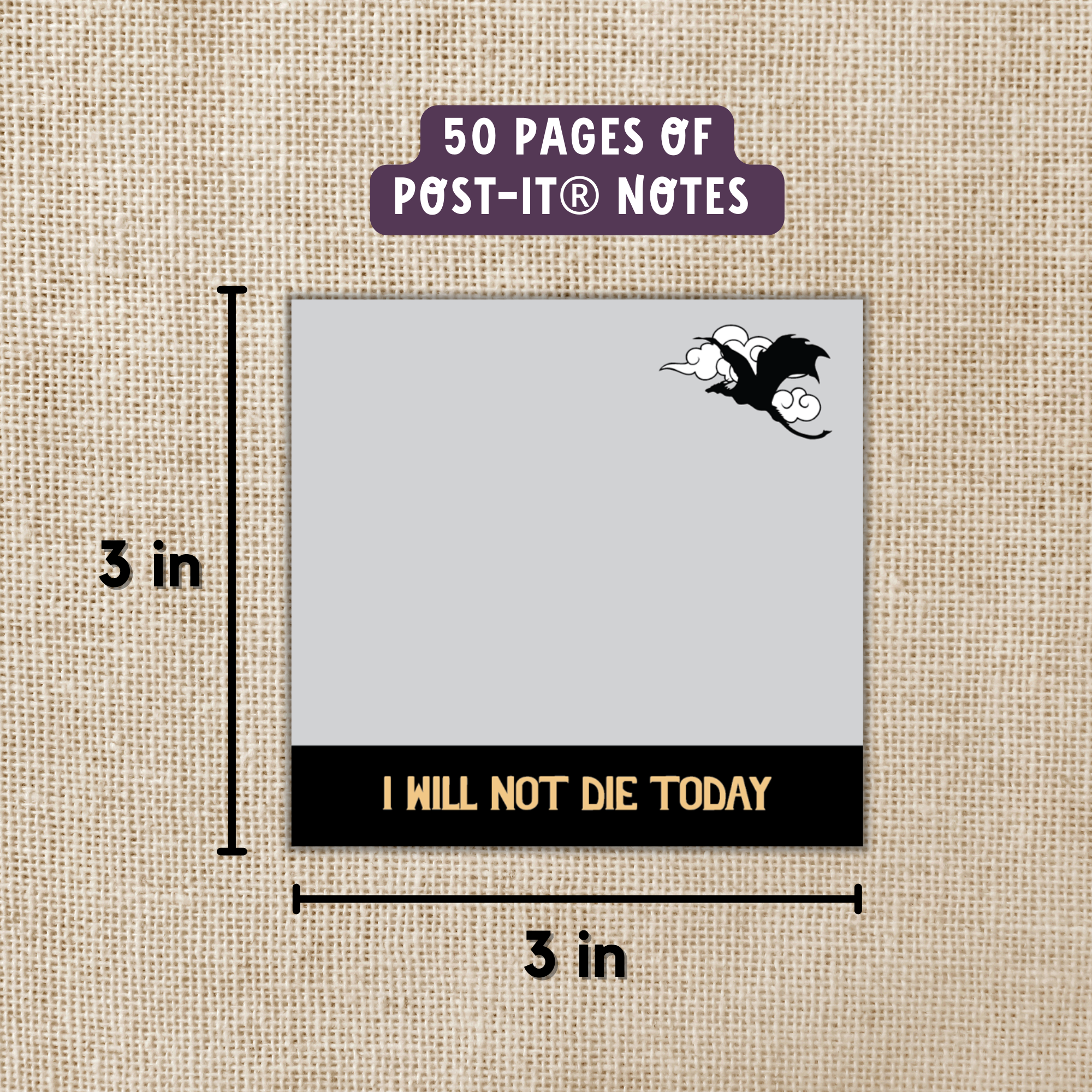 Kingdom of Threads - Wholesale Sticky Notes - I Will Not Die Today Sticky Notes | Fourth Wing1