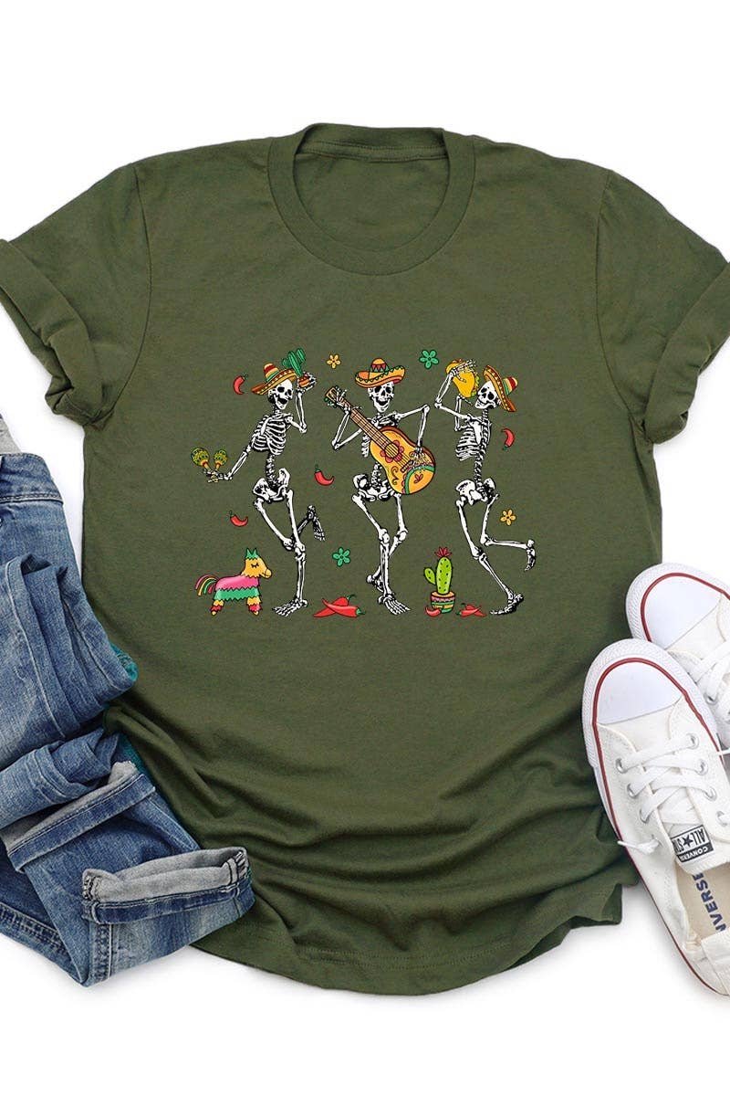 COLORBEAR - Wholesale T-Shirt (Graphic) - Women's - Cinco De Mayo Skeleton Graphic Tee11