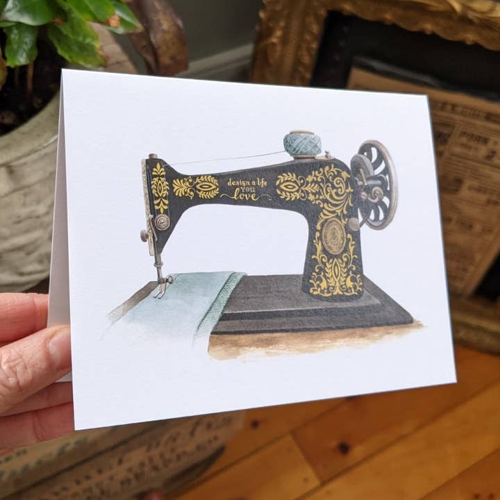 Vintage Sewing Machine Notecard for wholesale by ALICIA'S INFINITY