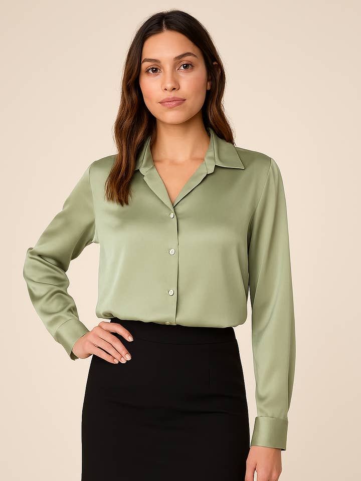 Camisa satinada elegante – Ref. A918 para venta al por mayor de Afinity