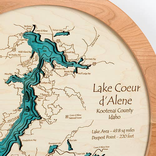 Lake Art - Wholesale Lazy Susan - Your Lake Here | 3D Wood Lazy Susan1