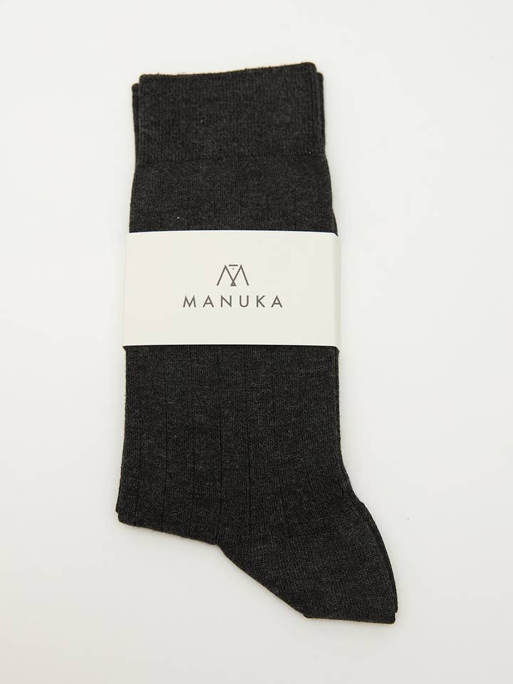 Meias Caneladas Clássicas Antracite por atacado de MANUKA