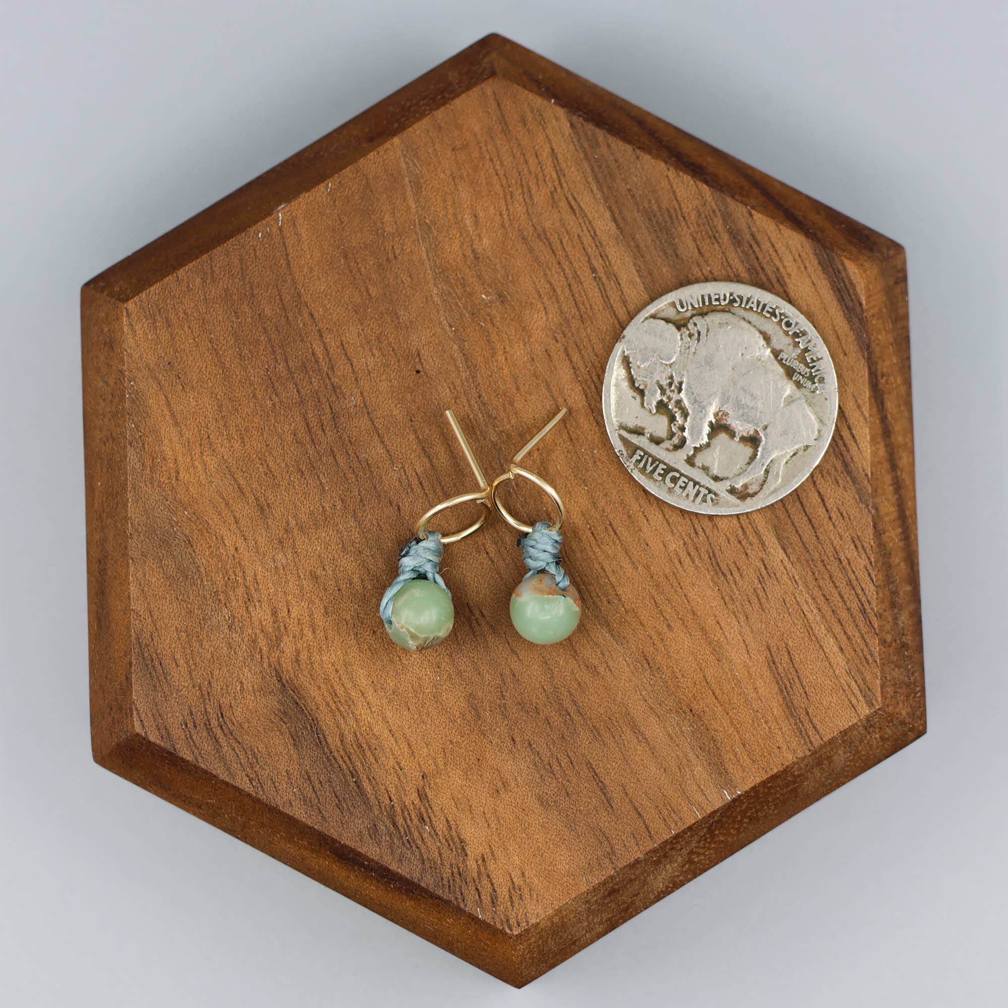 The Stitch Alliance - Wholesale Stud/Post Earrings - Aqua Terra Jasper Stud Earrings, Circle, Gold Fill, Handmade3