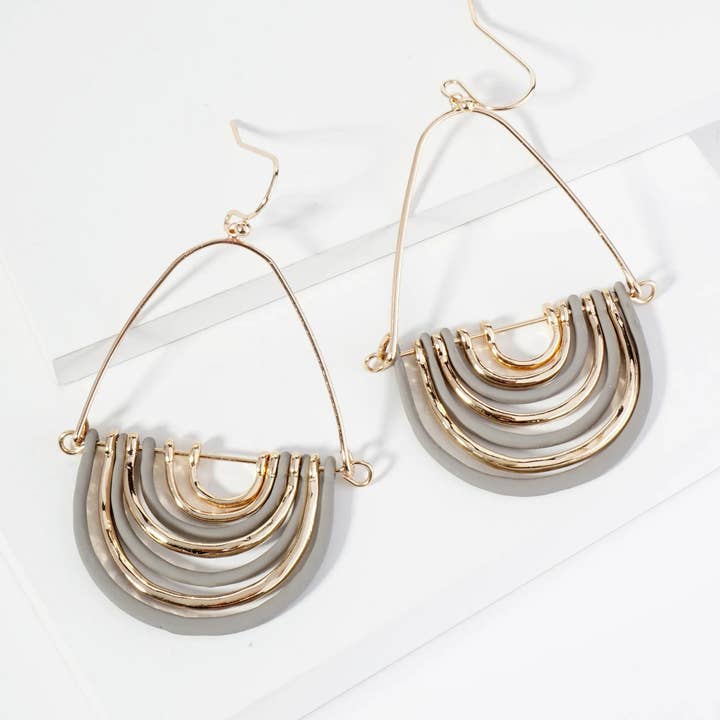 Wild Honey - Wholesale Dangle Earrings - Hammered Metal Geometric Teardrop Dangle Earrings1