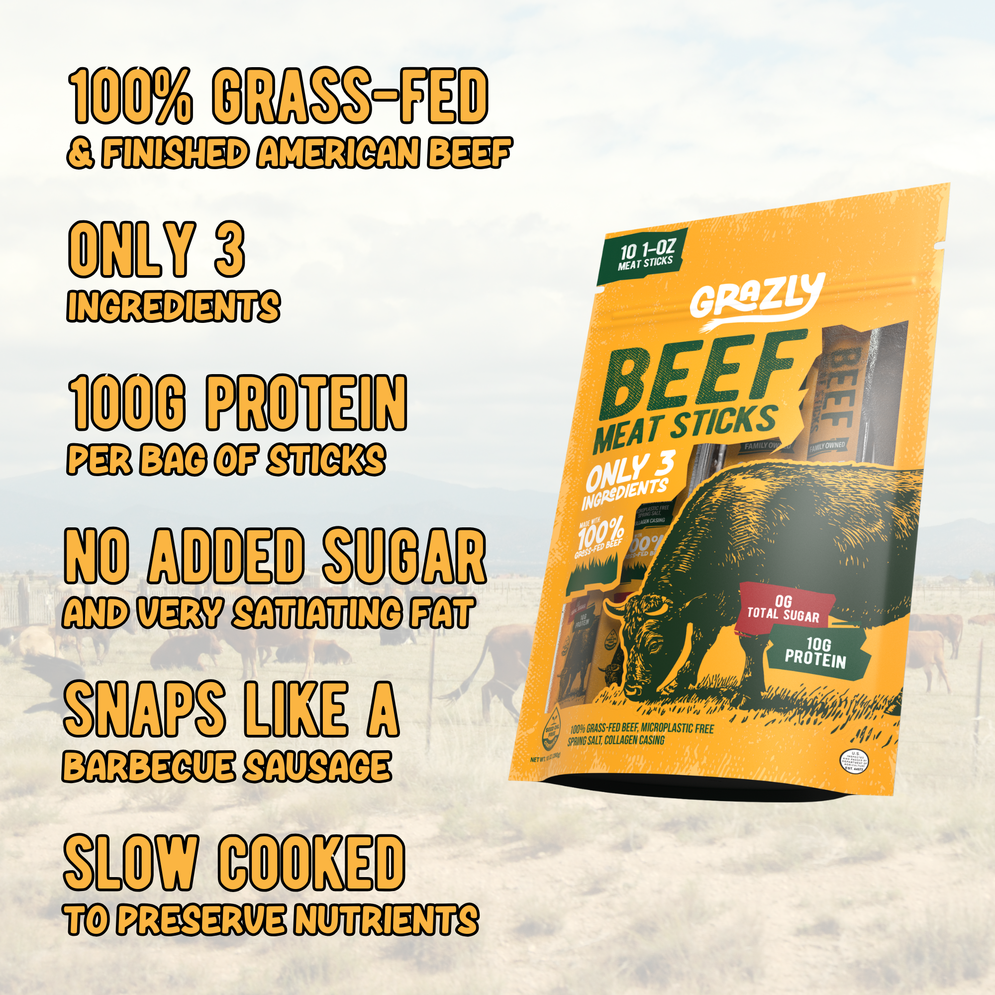 Grazly - Wholesale Jerky - Plain Beef Meat Sticks3