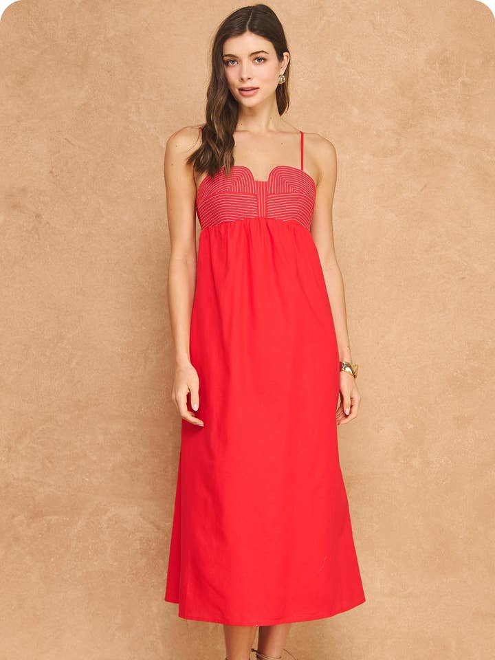 Top Stitch Bustier Linen Midi Dress for wholesale by Strut & Bolt