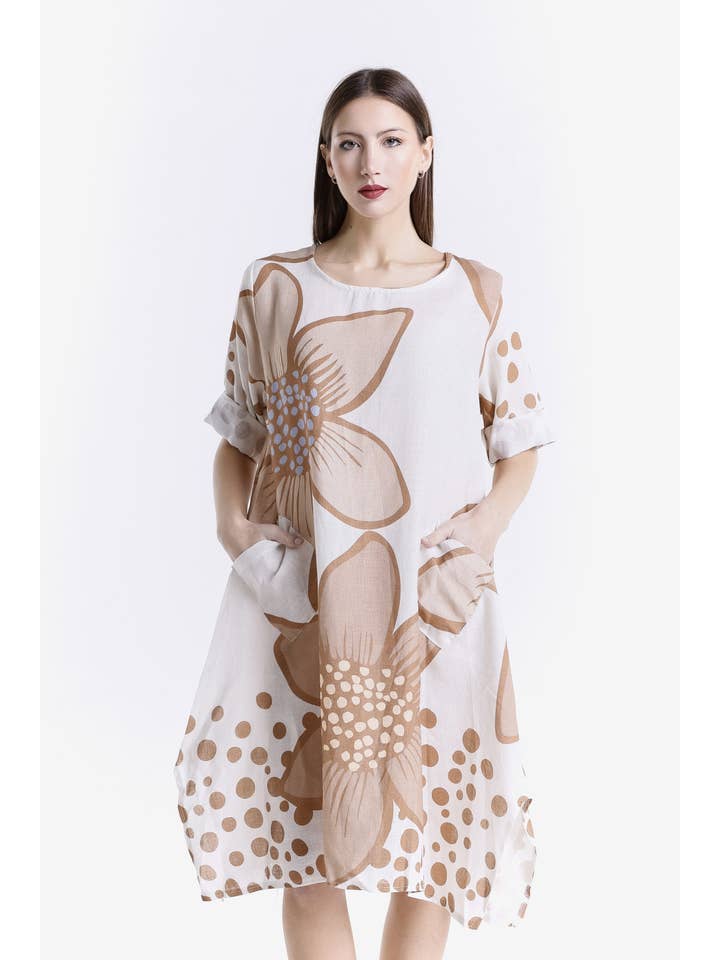 TINA Stephens Italy/Tees By Tina - Wholesale Dress - Women's - April Large Flower Pocket Dress (DSS165L)