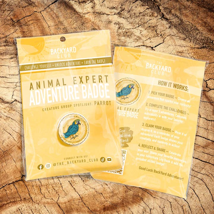 Species Spotlight: Parrot - Animal Expert Adventure Badge for wholesale by The BackYard Club