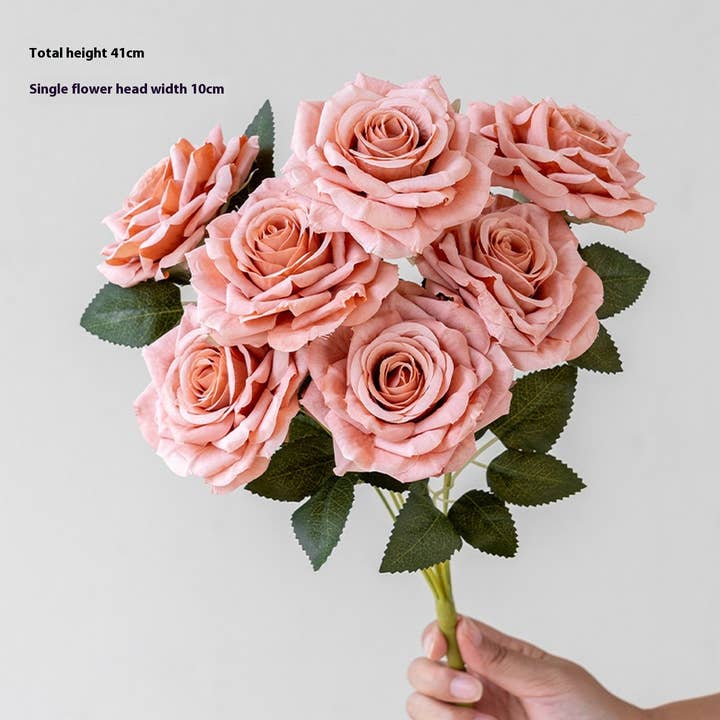 7-Head Vintage Cappuccino Rose Bouquet Decor_CWMM6593 for wholesale by ACCITY