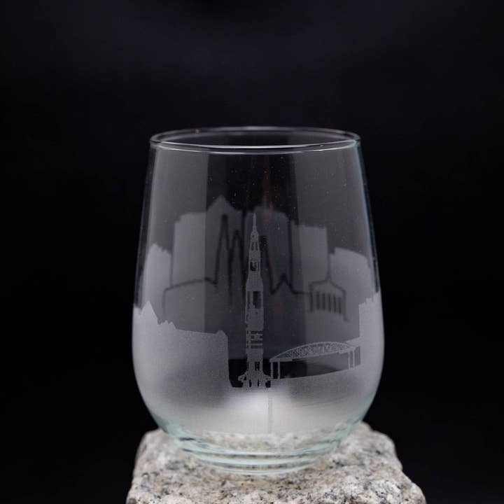 Huntsville, Alabama Skyline Wine Glass for wholesale by Urban & Etched