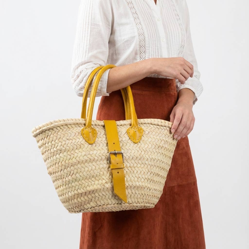 Melecraft – wholesale Strandväska – Mini fransk marknadskorg läderrem stråväska8