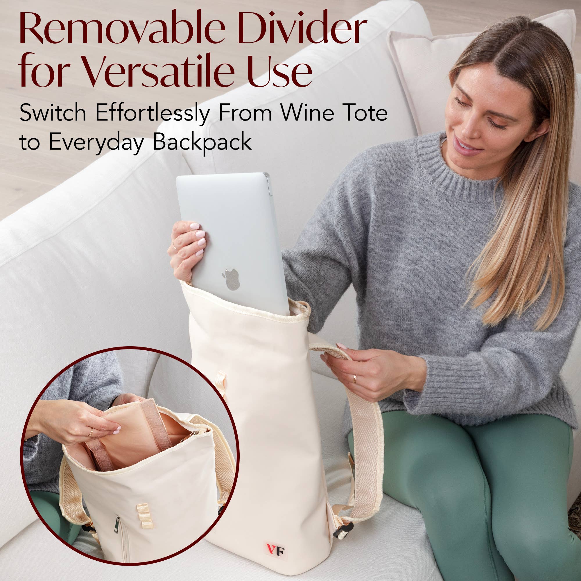 Vin Fresco - Vente Sacs pour bouteilles de vin - Sac à dos à vin à deux bouteilles Vin Fresco avec rabat roulant4