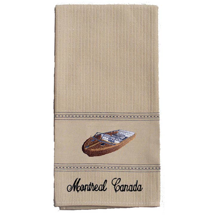 Bestickte Küchentücher mit Holzboot-Motiv. Mindestens 12. für den Großhandel von Taylor & Co. - The Taylor Collection