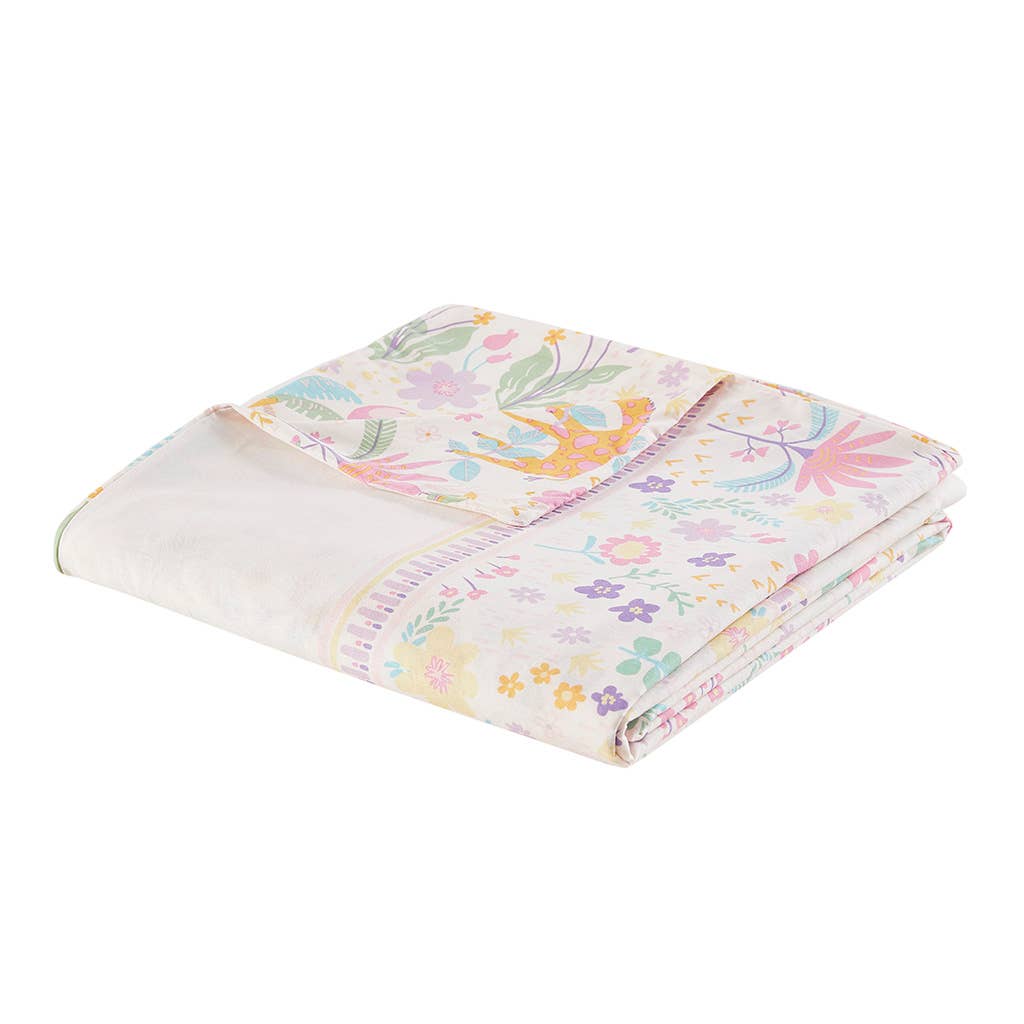 Olliix - Vente Parure de lit - Ensemble de housse de couette réversible en coton pour enfants avec animaux floraux14