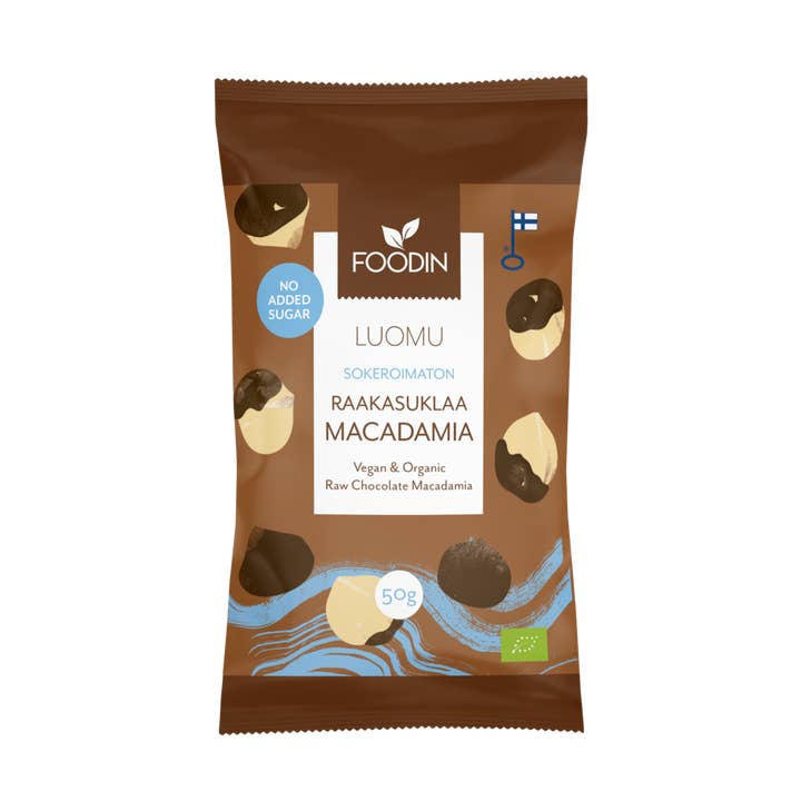 Raw Chocolate Macadamia, No Added Sugar, Organic, 50g for wholesale by Foodin