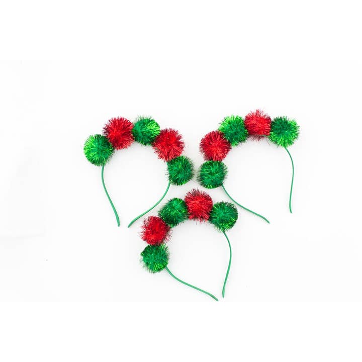 Cheeky Plum - Wholesale Fashion Headband - Women's - Pom Pom Headband - Tinsel on Top