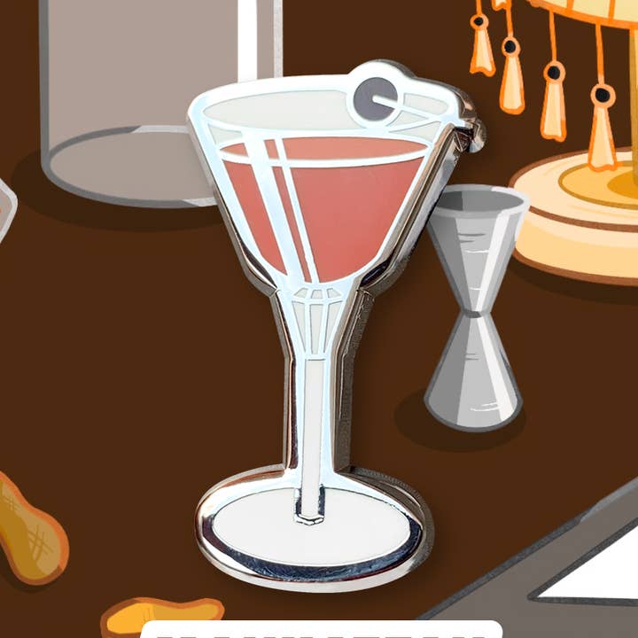 Classic Manhattan Cocktail Pin for wholesale by Cocktail Critters