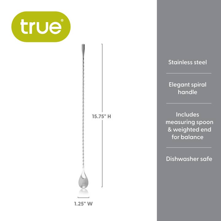 TRUE - Wholesale Measuring Spoon - Twirl Professional 15.75 inch Stainless Steel Bar Spoon4