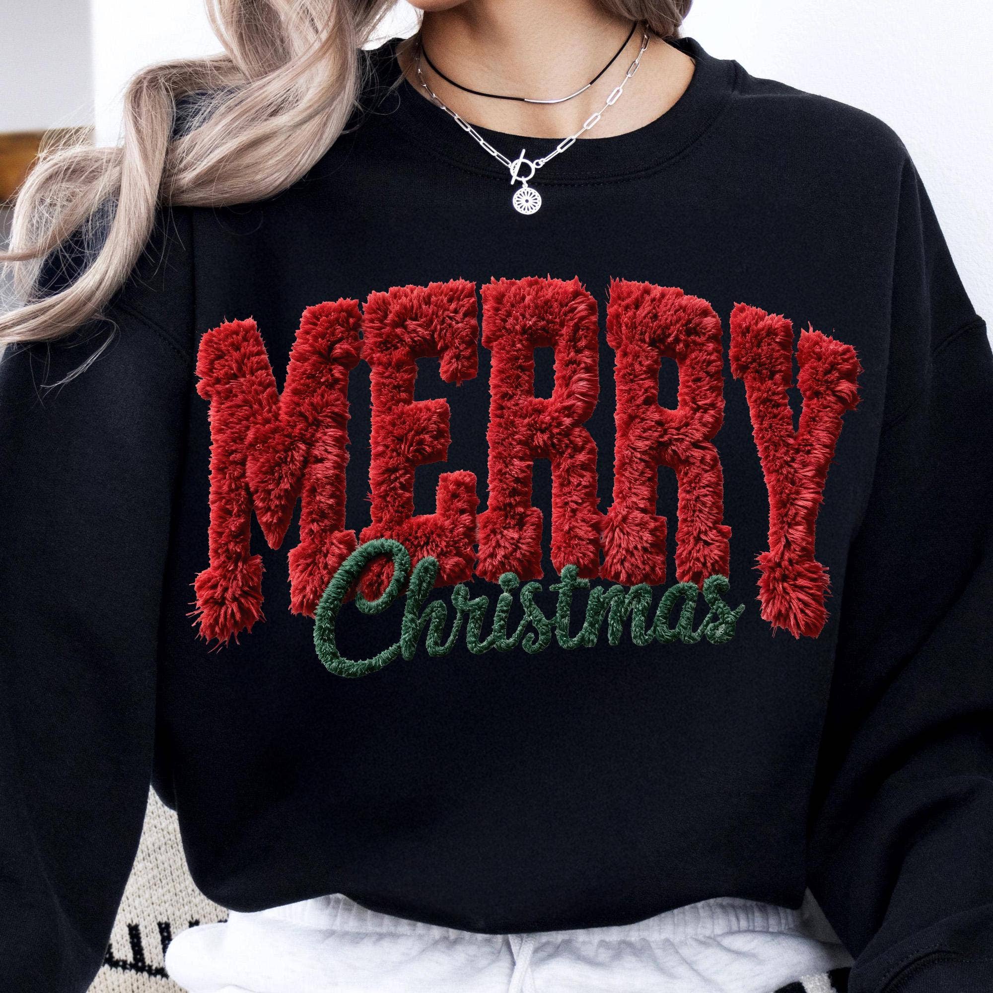 Glaime - Wholesale T-Shirt (Graphic) - Women's - Comfort Colors Merry Christmas Shirt, Latch Hook Yarn Xmas8
