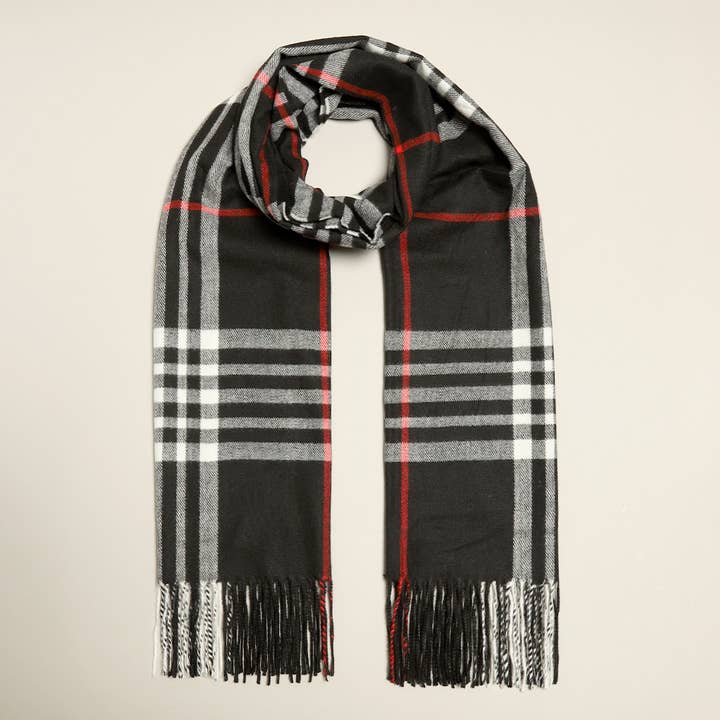 Fashion City - Wholesale Scarf - Women's - Wide Plaid Tartan Cashmere Feel Scarf Shawl