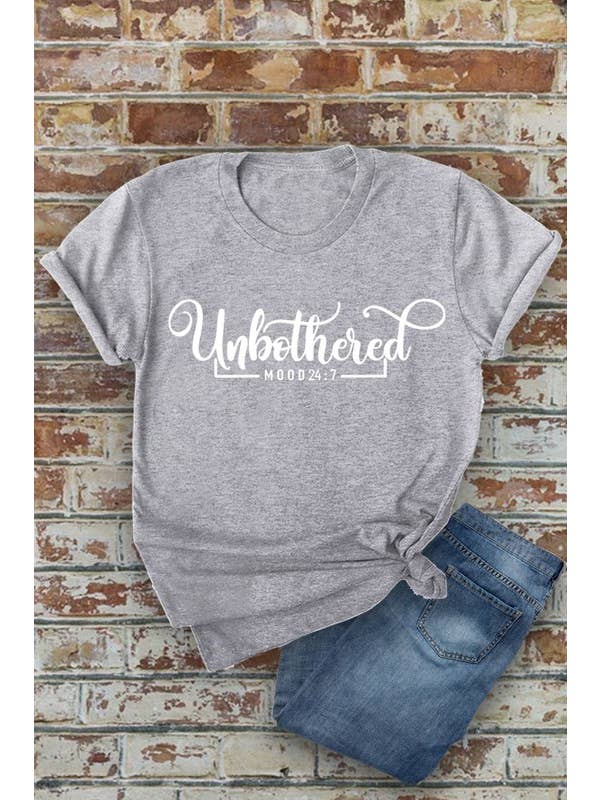Top Avenue - Wholesale Screen Printed T-Shirt - Women's - Unbothered, Mood 24:7, Unisex Round Neck T-Shirt8