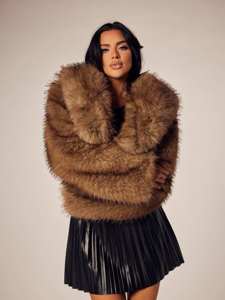 Veste d'hiver en fausse fourrure de vison raccourcie pour la vente par WFFS