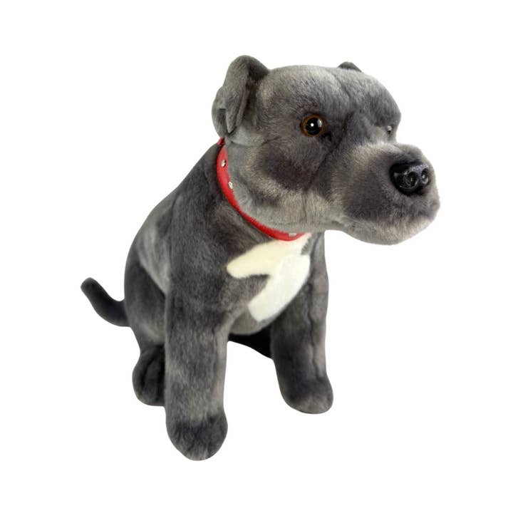 Bocchetta Plush Toys - Wholesale Pet Plush Toy - Dog - Storm - Staffy - 32cm sitting, grey3