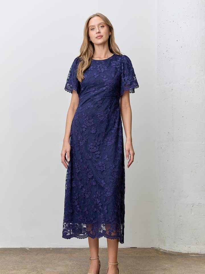 BLONDEKJOLE MED KORTE ÆRMER I MIDLILÆNGDE for engroshandel hos Polagram by Wellmade USA